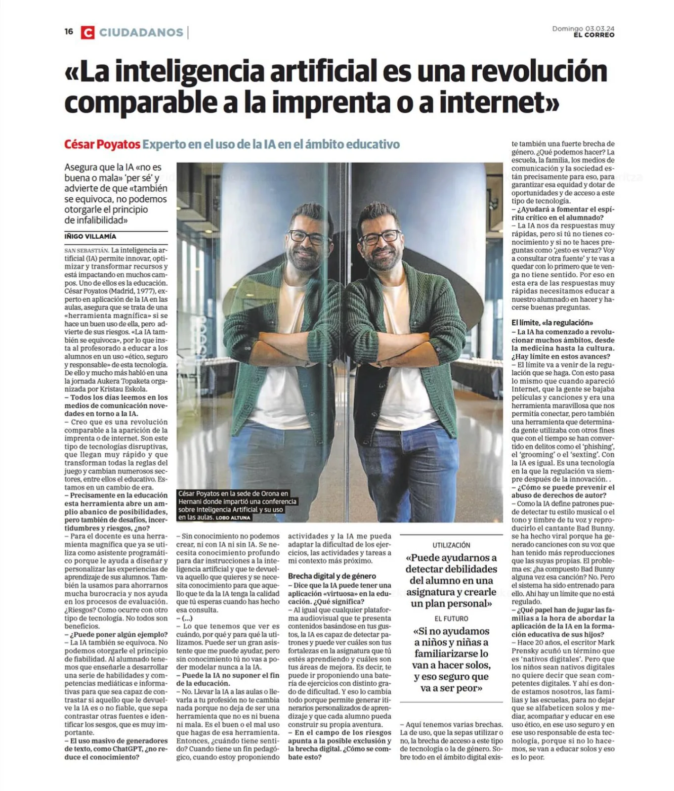 "La inteligencia artificial es una comparable a la imprenta o a internet"